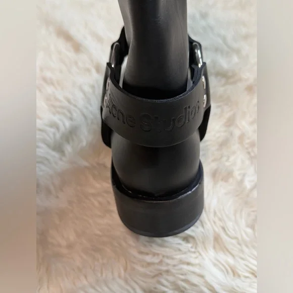 Acne Studios - Leather Calf High Buckle Biker Boots - Size 7 - Picture 6 of 12